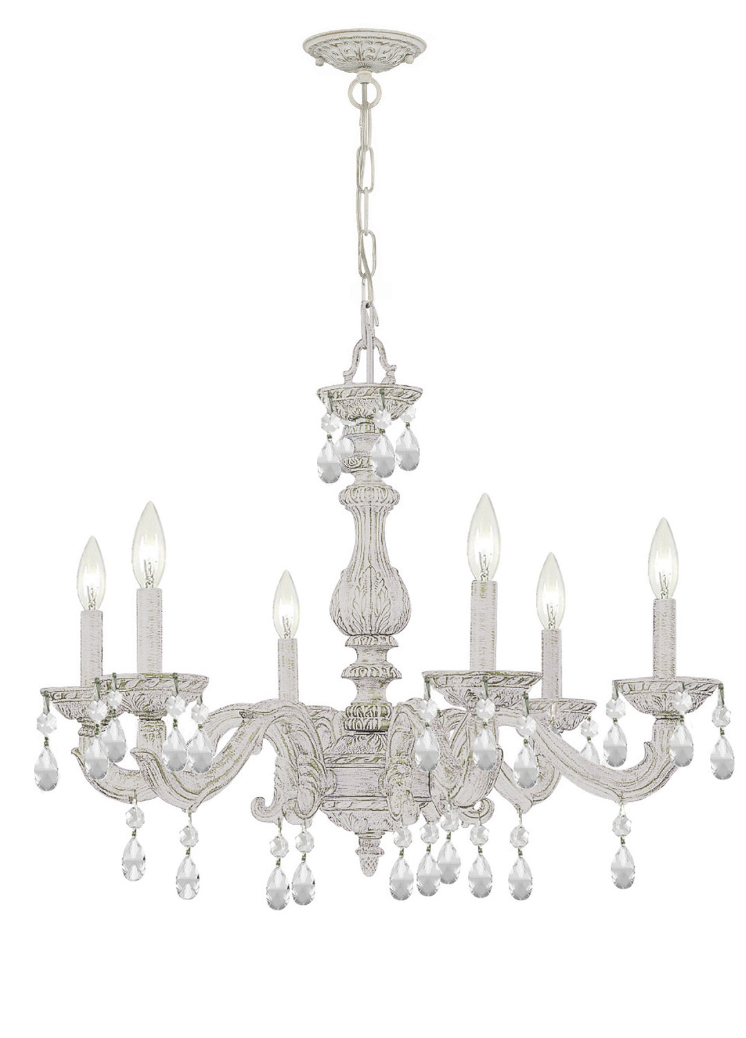 Paris Market 6 Light Clear Crystal Antique White Chandelier
