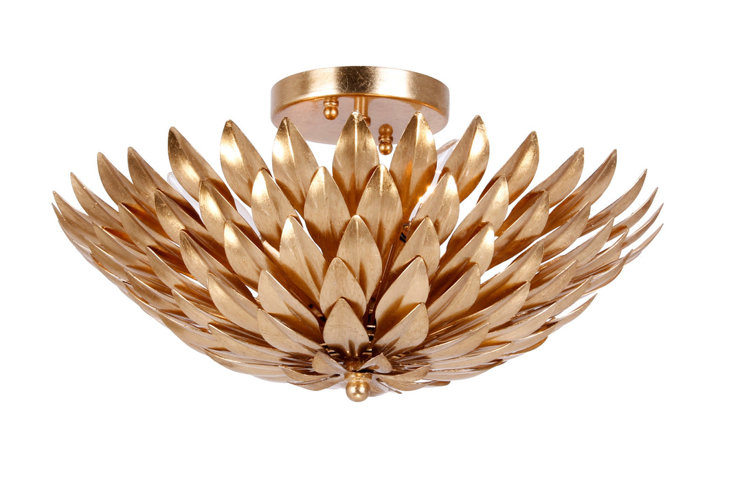 Broche 4 Light Antique Gold Semi Flush Mount