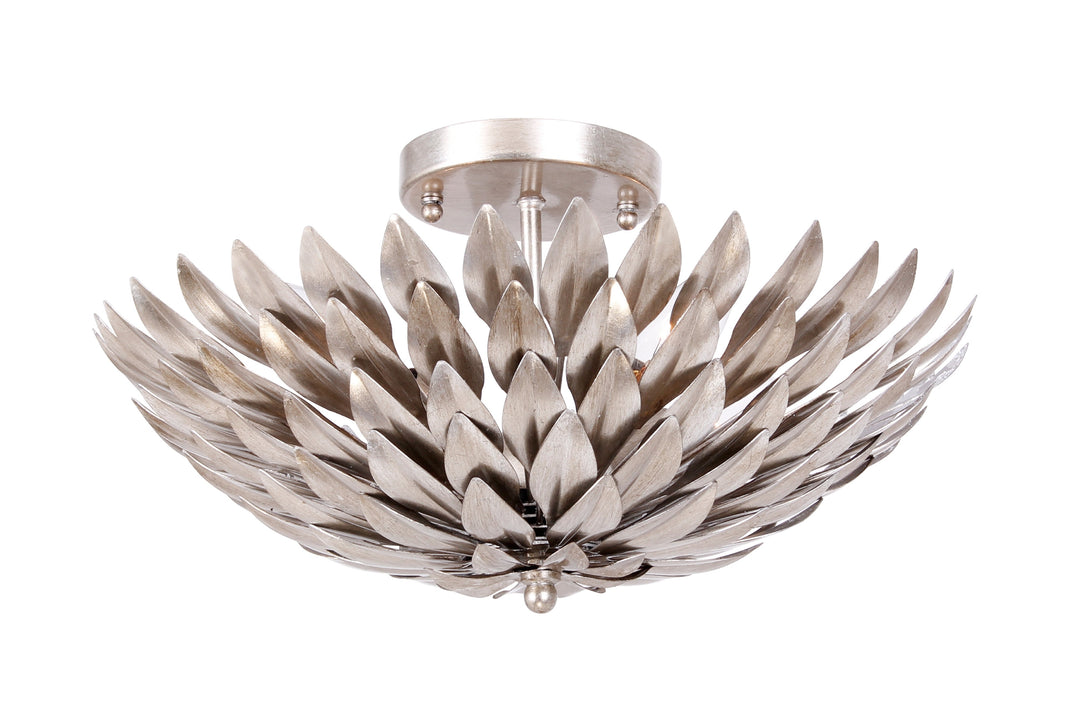Broche 4 Light Antique Silver Semi Flush Mount