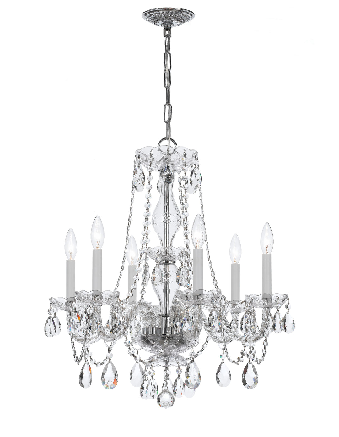 Traditional Crystal 6 Light Crystal Polished Chrome Chandelier