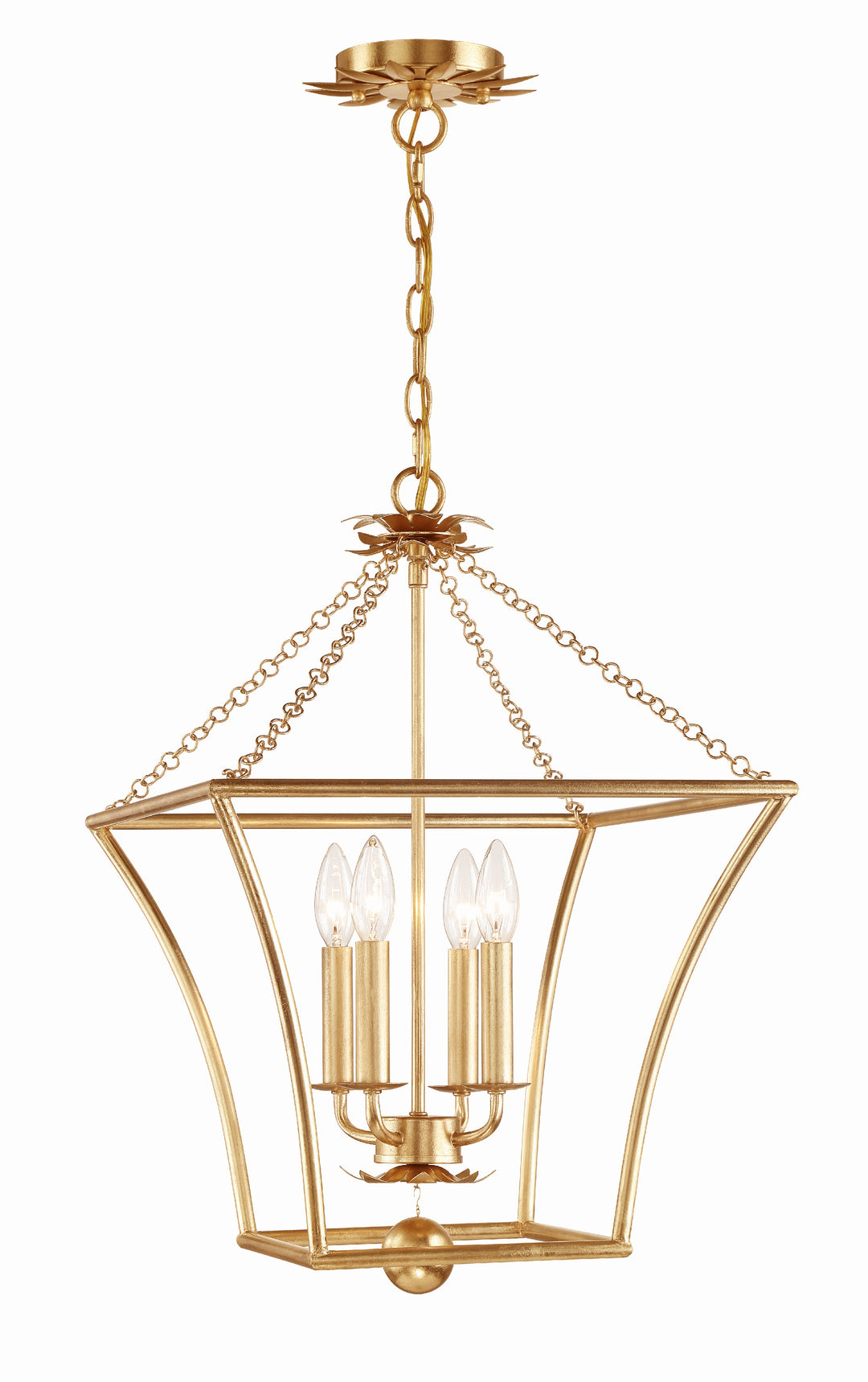 Broche 4 Light Antique Gold Lantern Chandelier