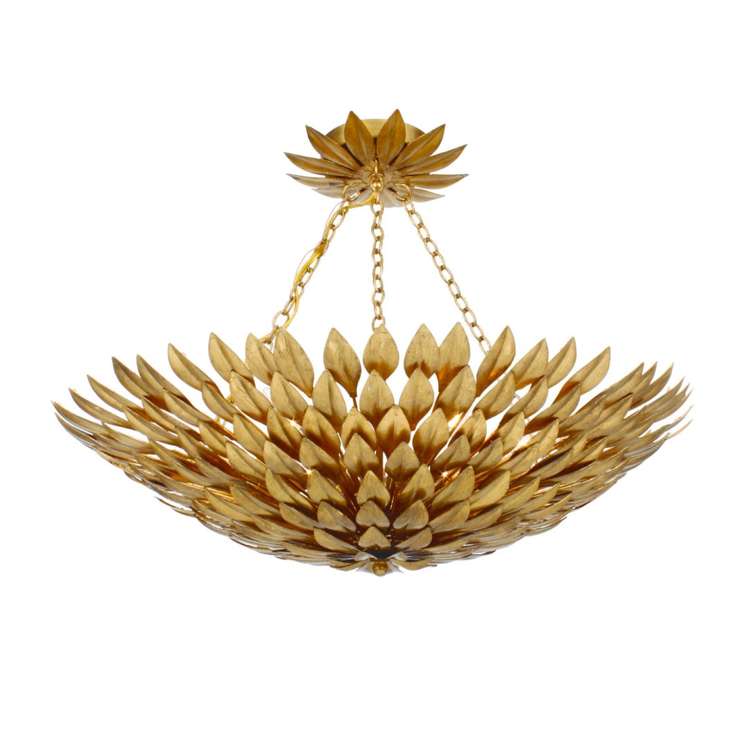 Broche 6 Light Antique Gold Semi Flush Mount