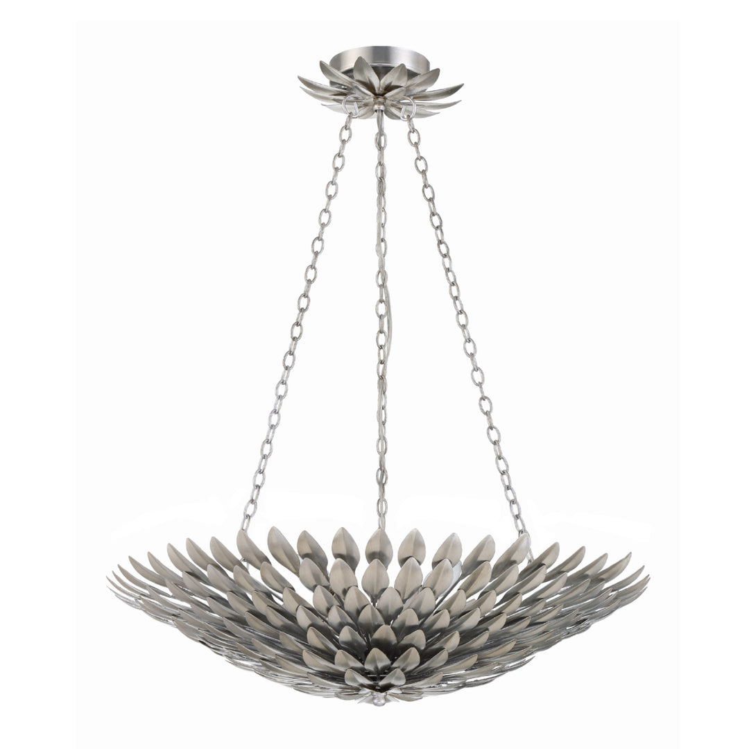 Broche 6 Light Antique Silver Chandelier