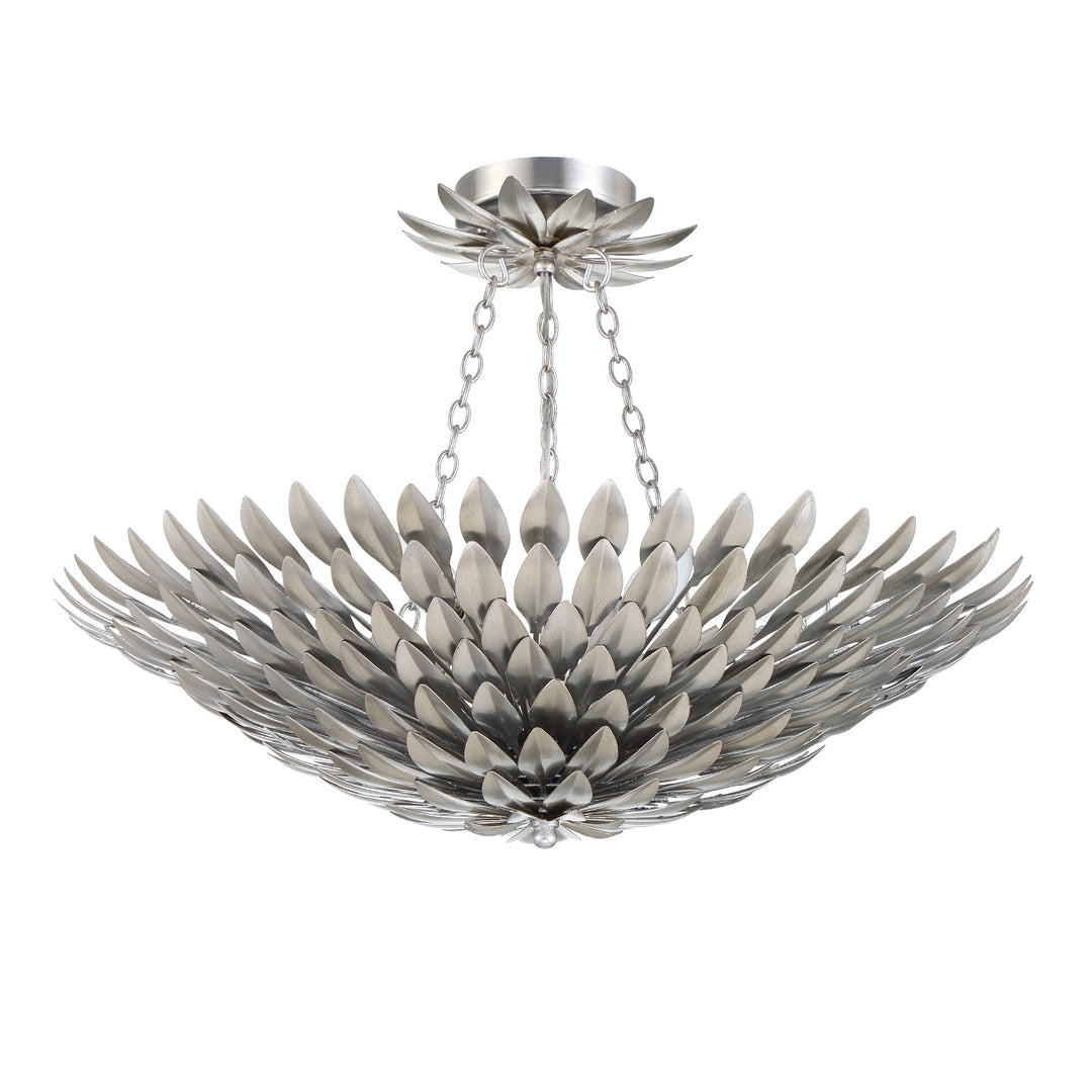 Broche 6 Light Antique Silver Semi Flush Mount
