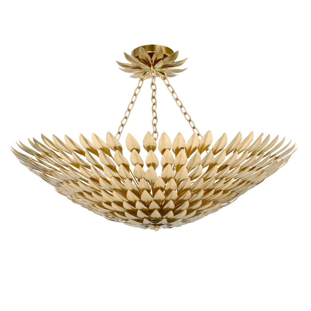 Broche 8 Light Antique Gold Semi Flush Mount