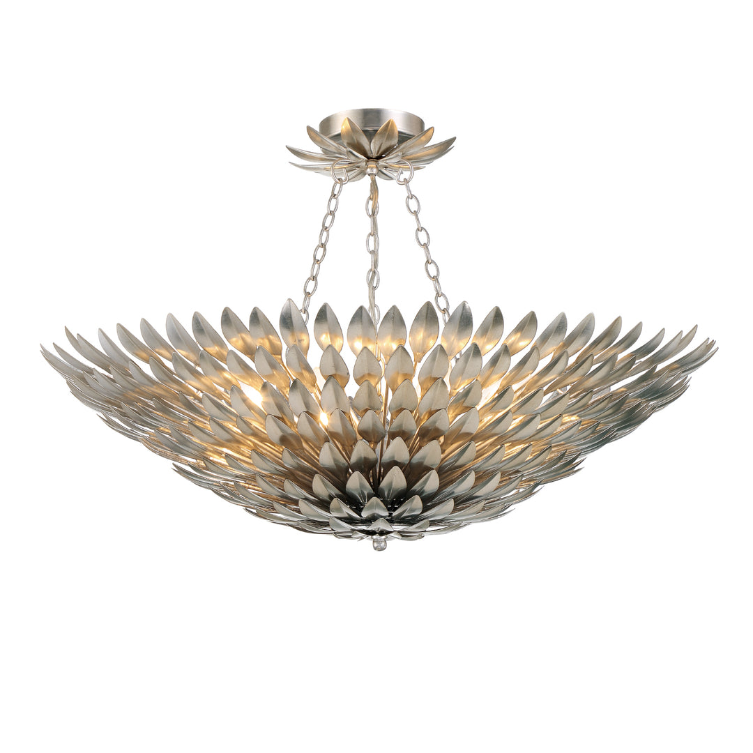 Broche 8 Light Antique Silver Semi Flush Mount