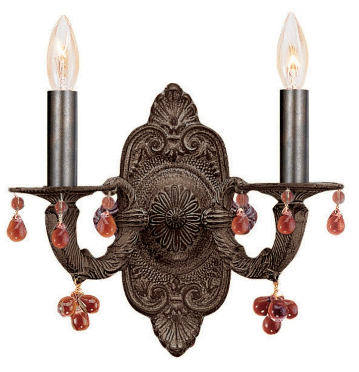 Paris Market 2 Light Amber Crystal Venetian Bronze Sconce
