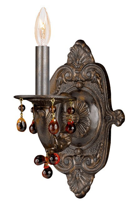 Paris Market 1 Light Amber Crystal Venetian Bronze Sconce