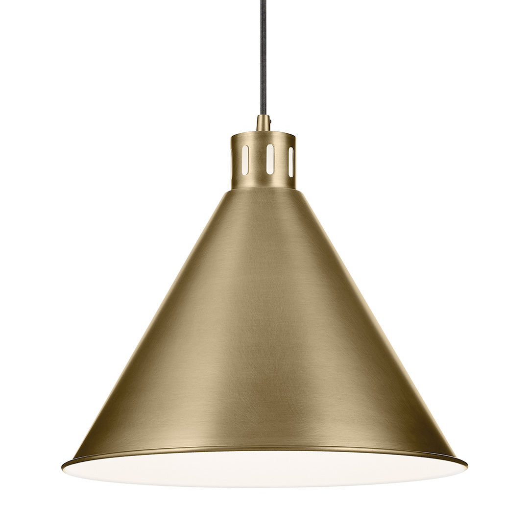 Zailey 14.25" 1-Light Cone Pendant in Natural Brass