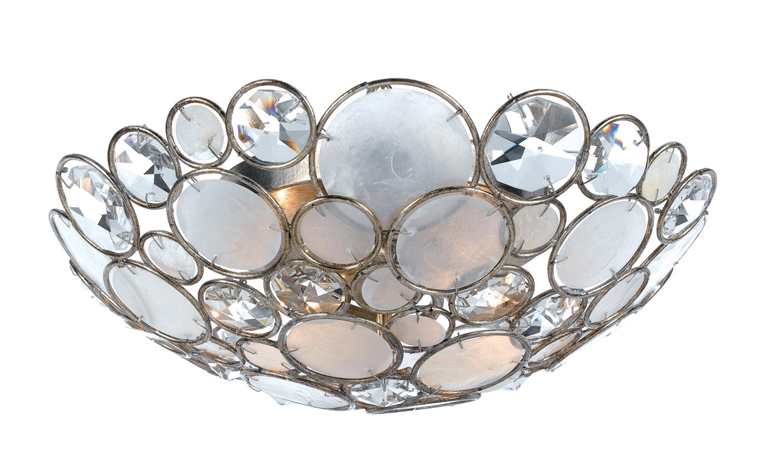 Palla 3 Light Antique Silver Flush Mount