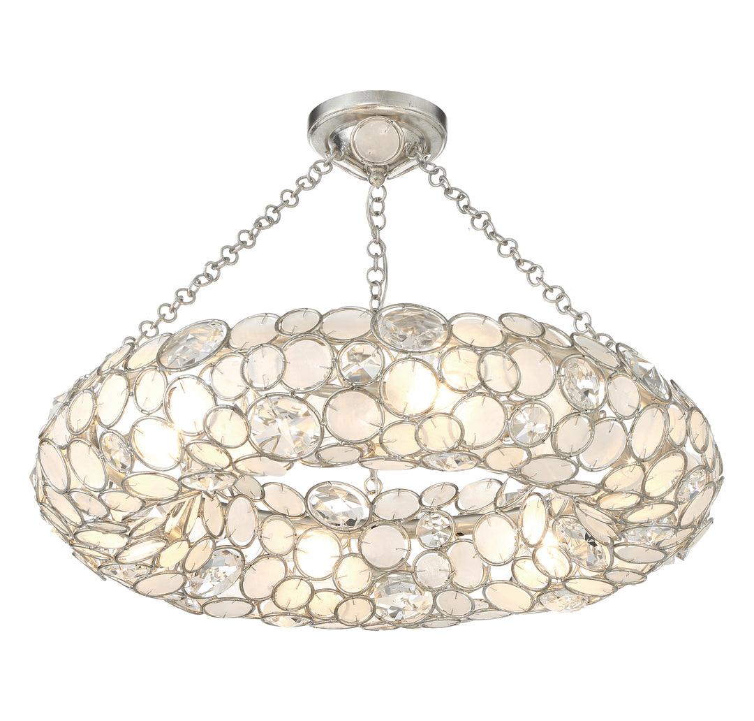 Palla 6 Light Antique Silver Semi Flush Mount