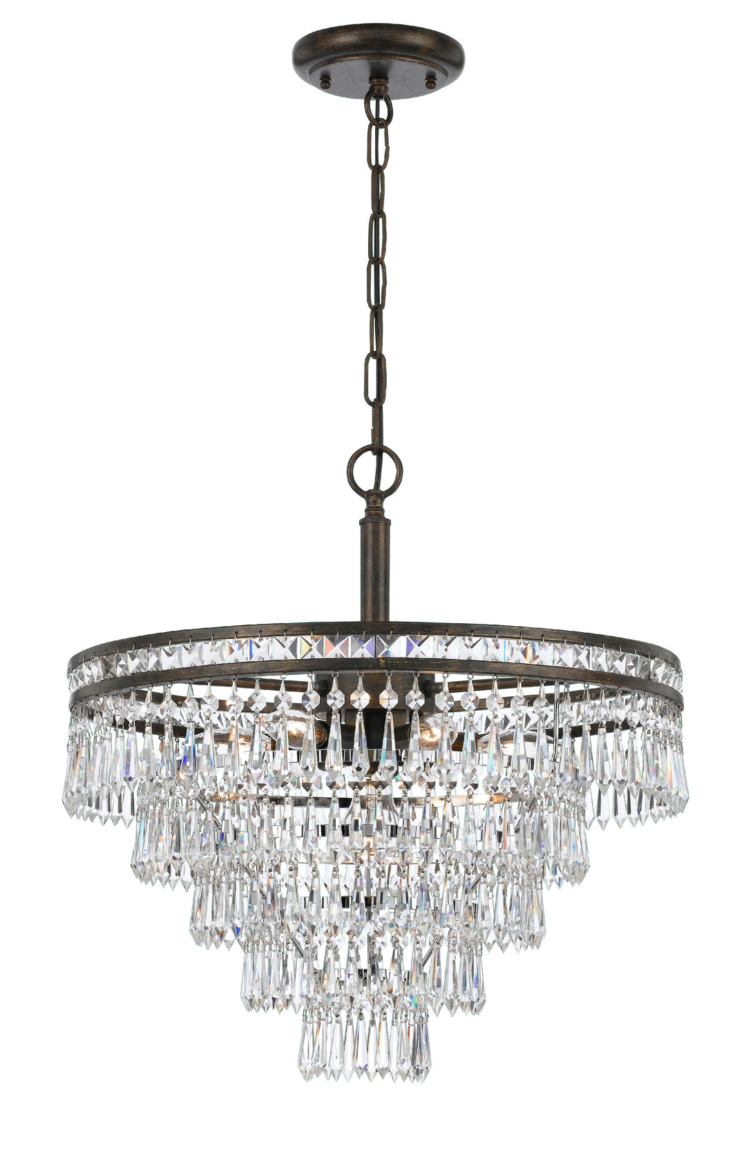Mercer 7 Light Hand Cut Crystal English Bronze Chandelier