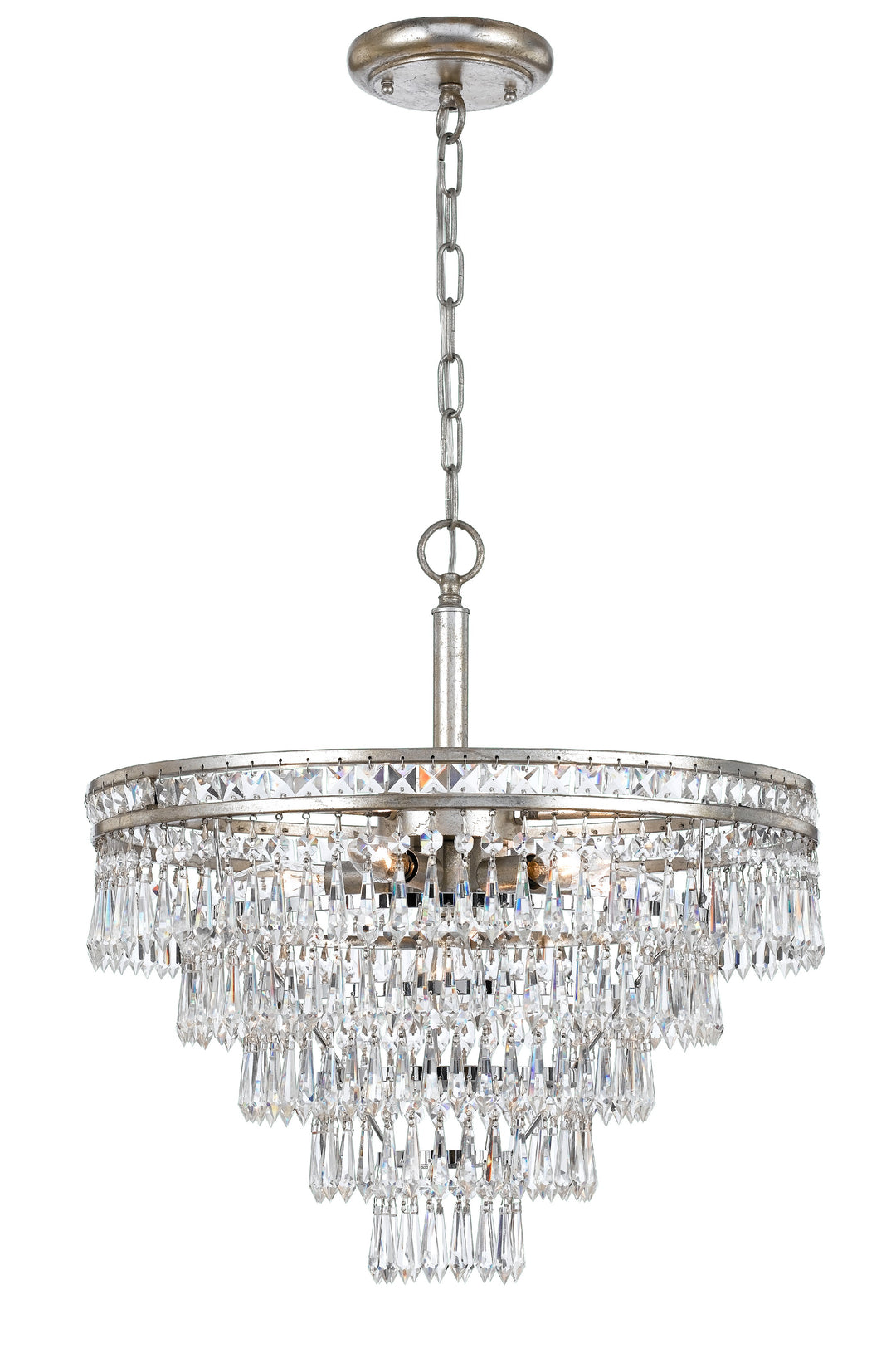 Mercer 7 Light Hand Cut Crystal Olde Silver Convertible Chandelier