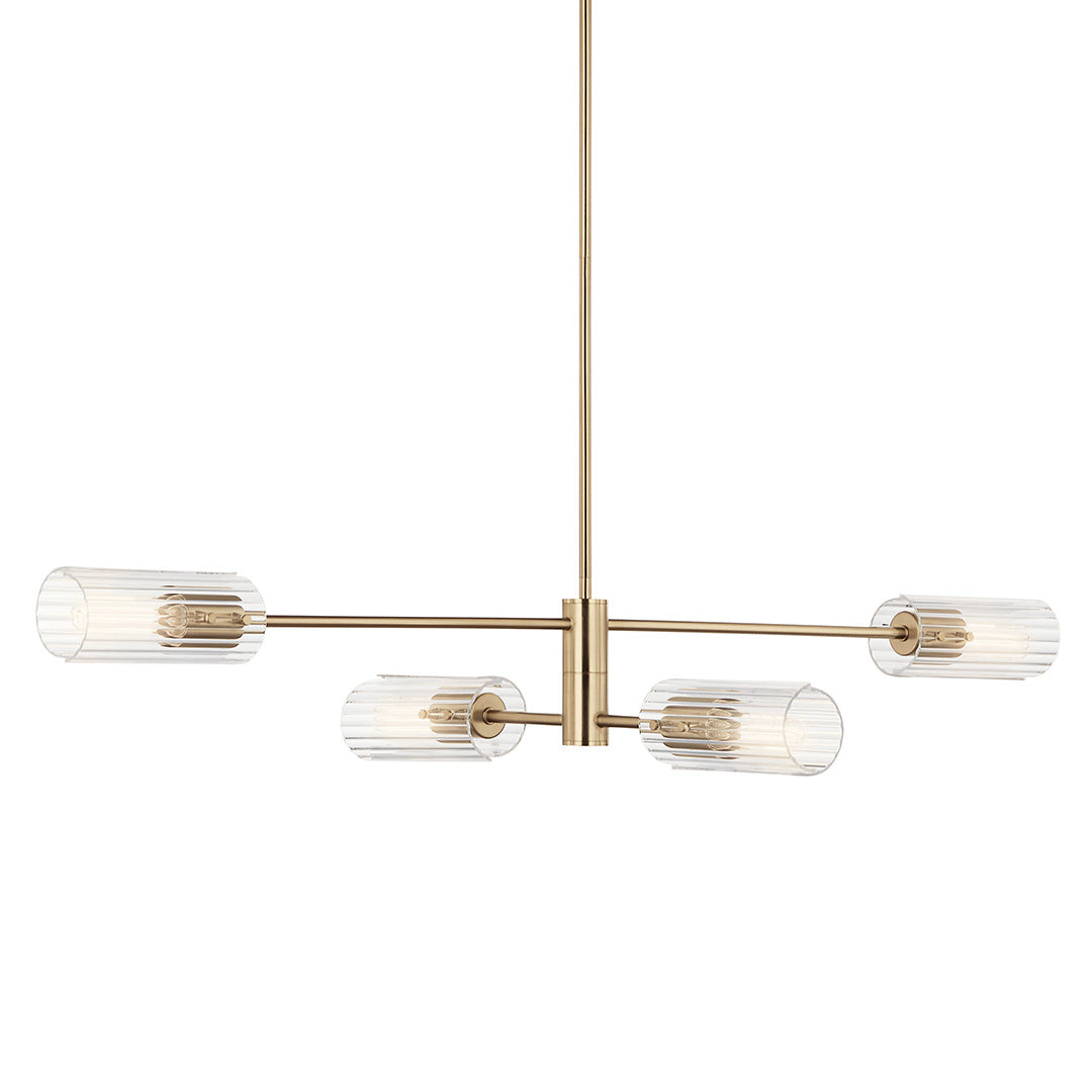 Velestino 47.50" 4-Light Linear Chandelier in Champagne Bronze
