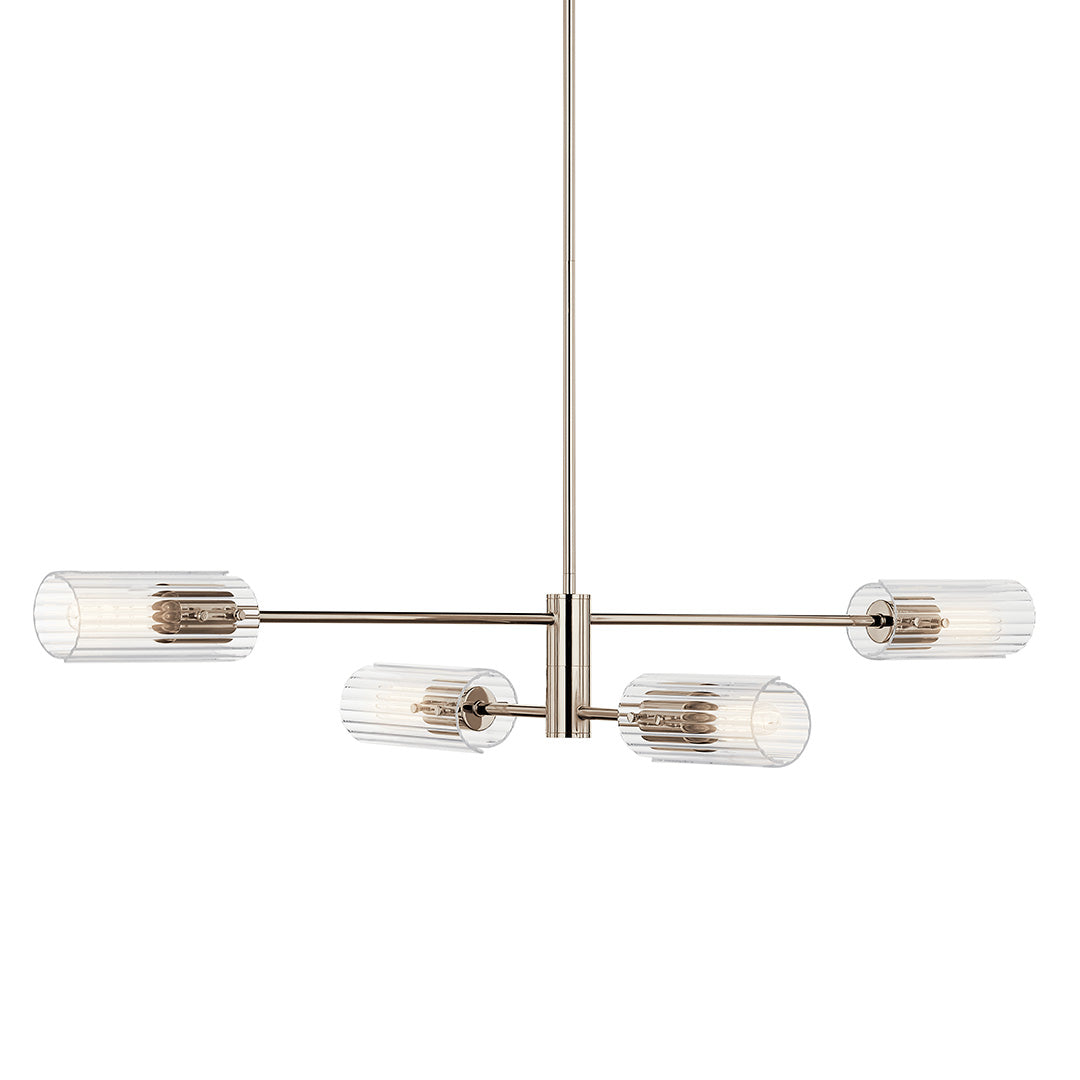 Velestino 47.50" 4-Light Linear Chandelier in Polished Nickel