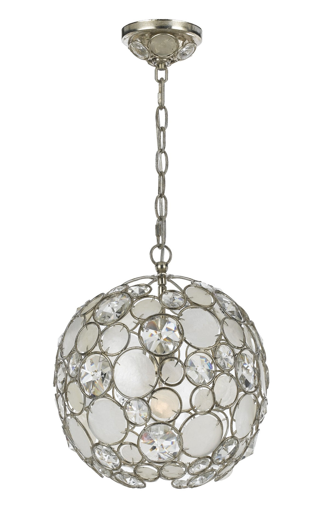 Palla 1 Light Antique Silver Sphere Pendant