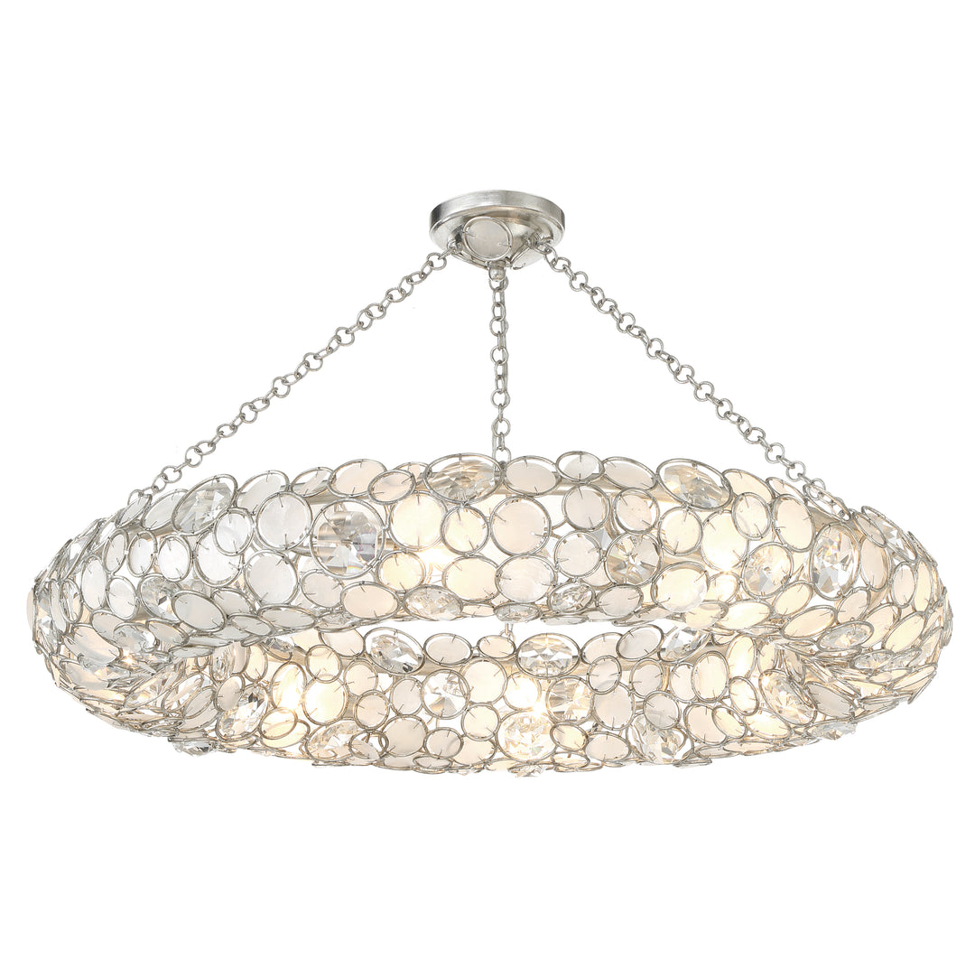 Palla 8 Light Antique Silver Semi Flush Mount