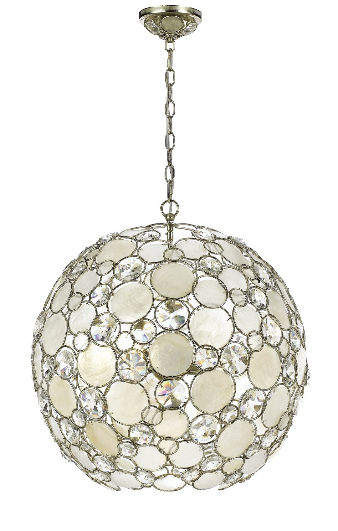 Palla 6 Light Antique Silver Sphere Pendant
