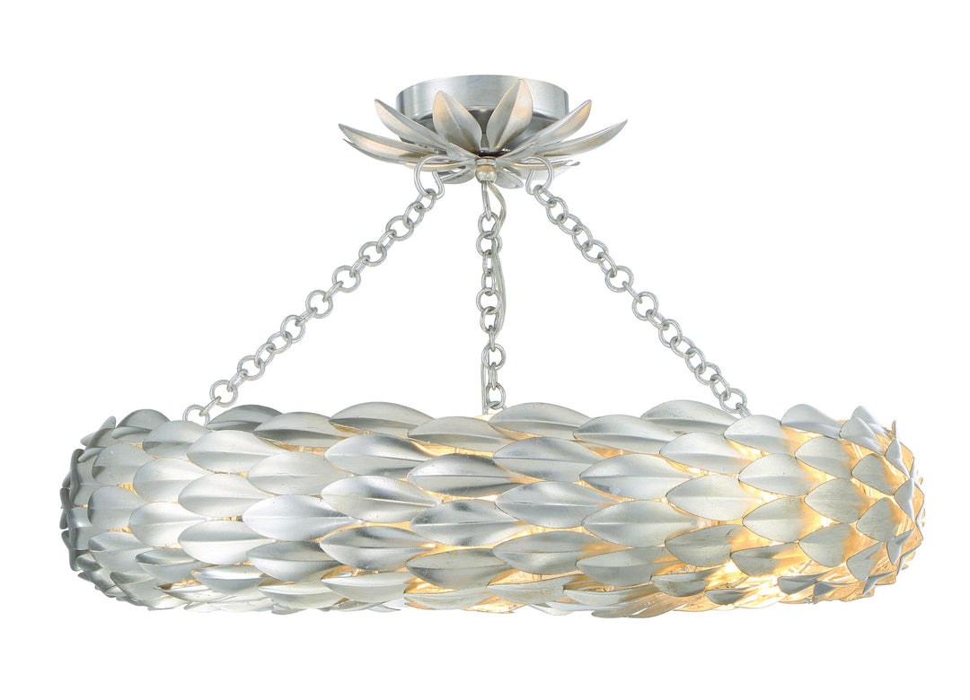 Broche 6 Light Antique Silver Semi Flush Mount