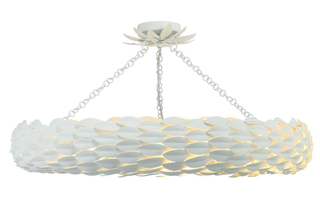 Broche 8 Light Matte White Semi Flush Mount