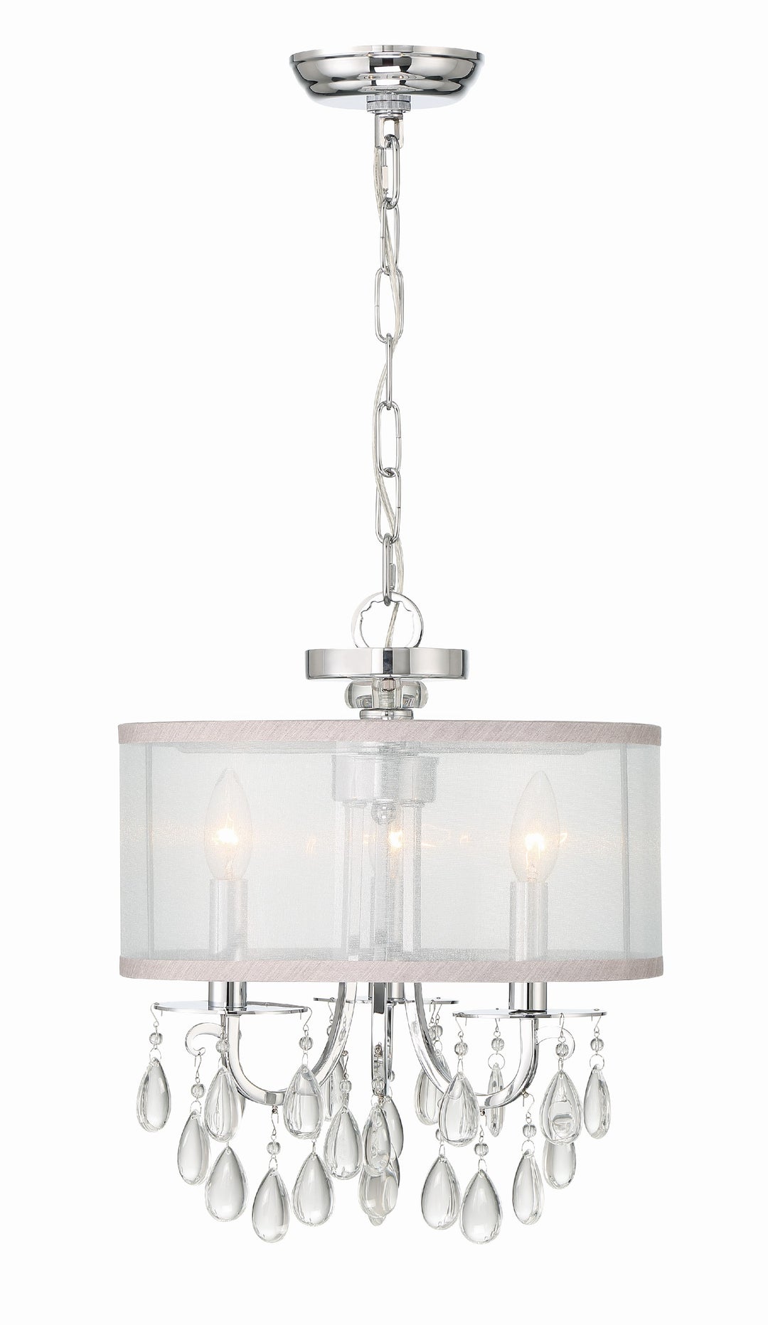 Hampton 3 Light Polished Chrome Clear Crystal Drum Shade Mini Chandelier