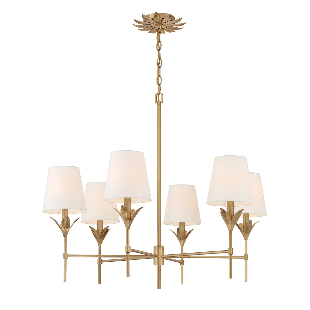 Broche 6 Light Antique Gold Chandelier