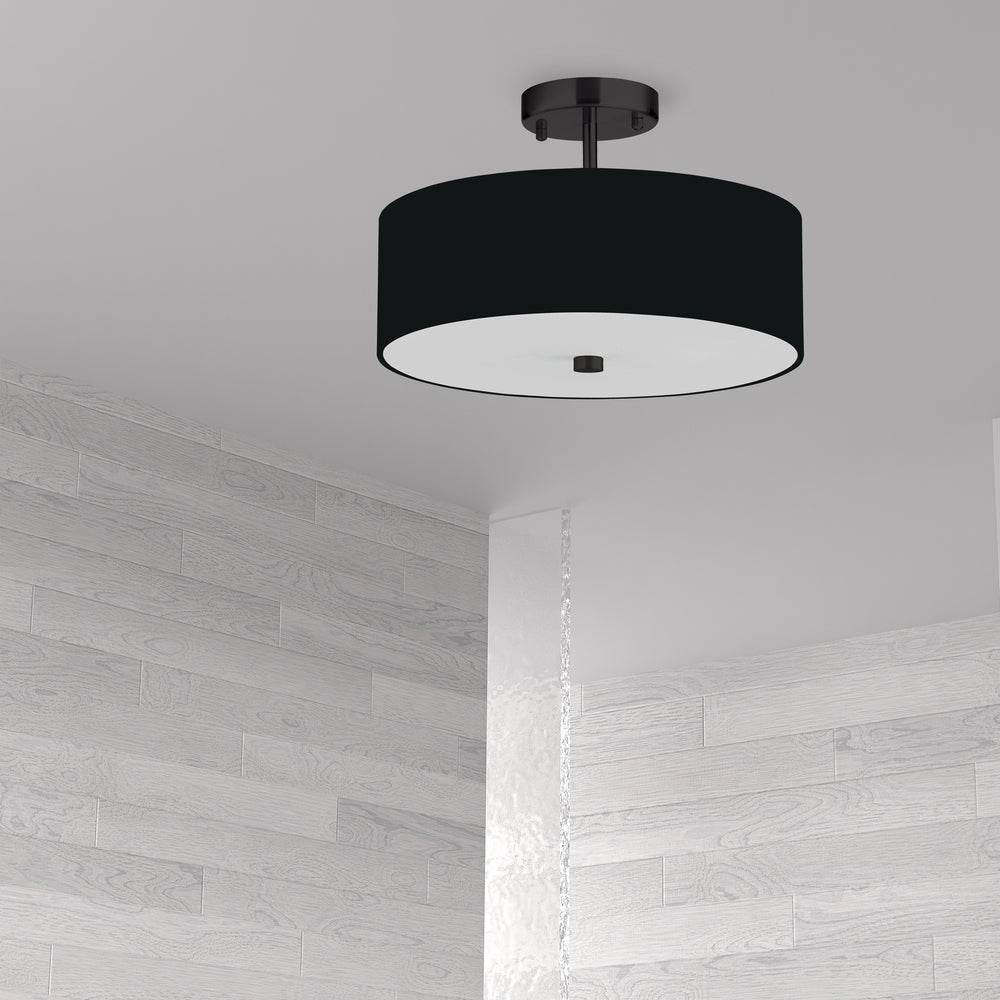 3LT Semi-Flush MB w/ Black Shade