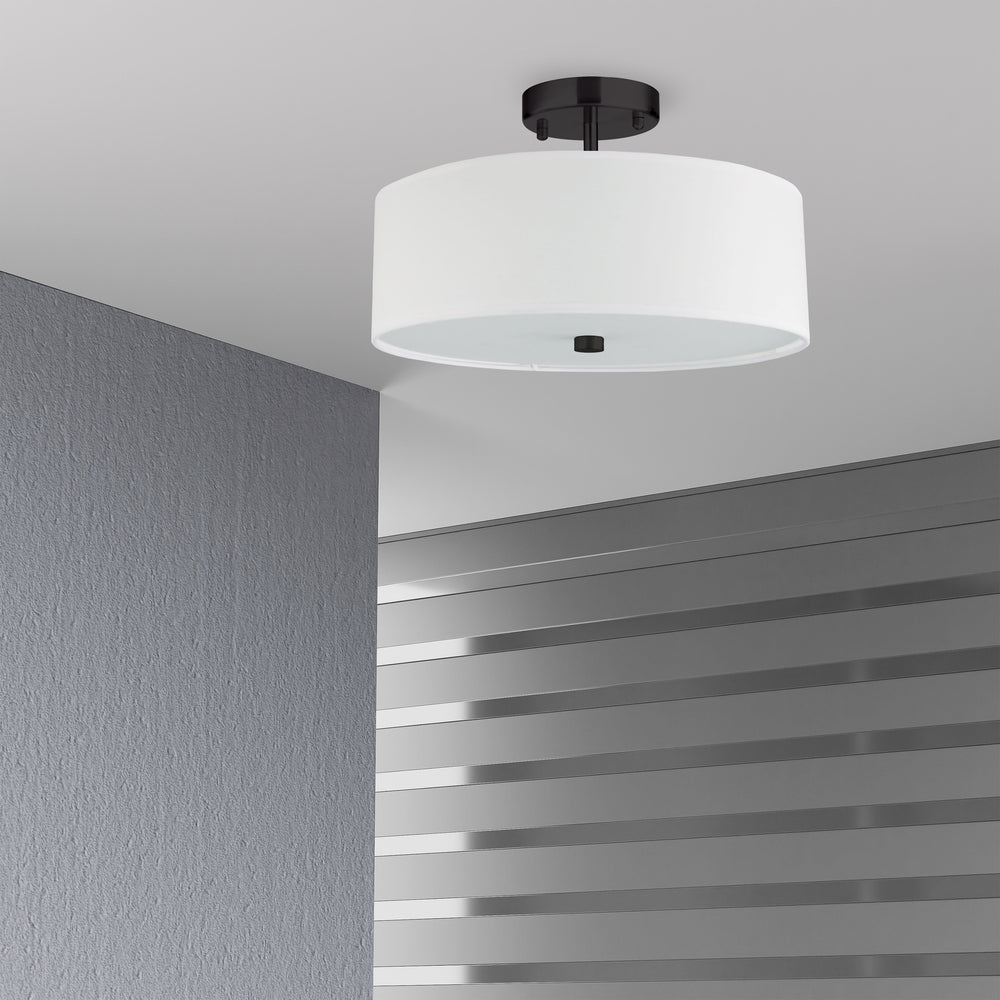 3LT Semi-Flush MB w/ White Shade