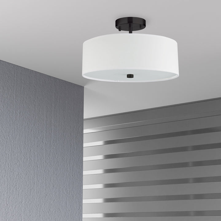 3LT Semi-Flush MB w/ White Shade