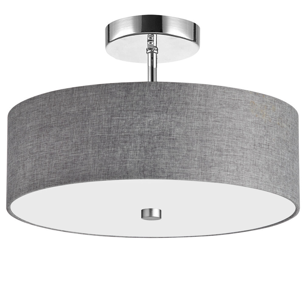 3LT Incandescent Semi-Flush PC w/ Grey Shade