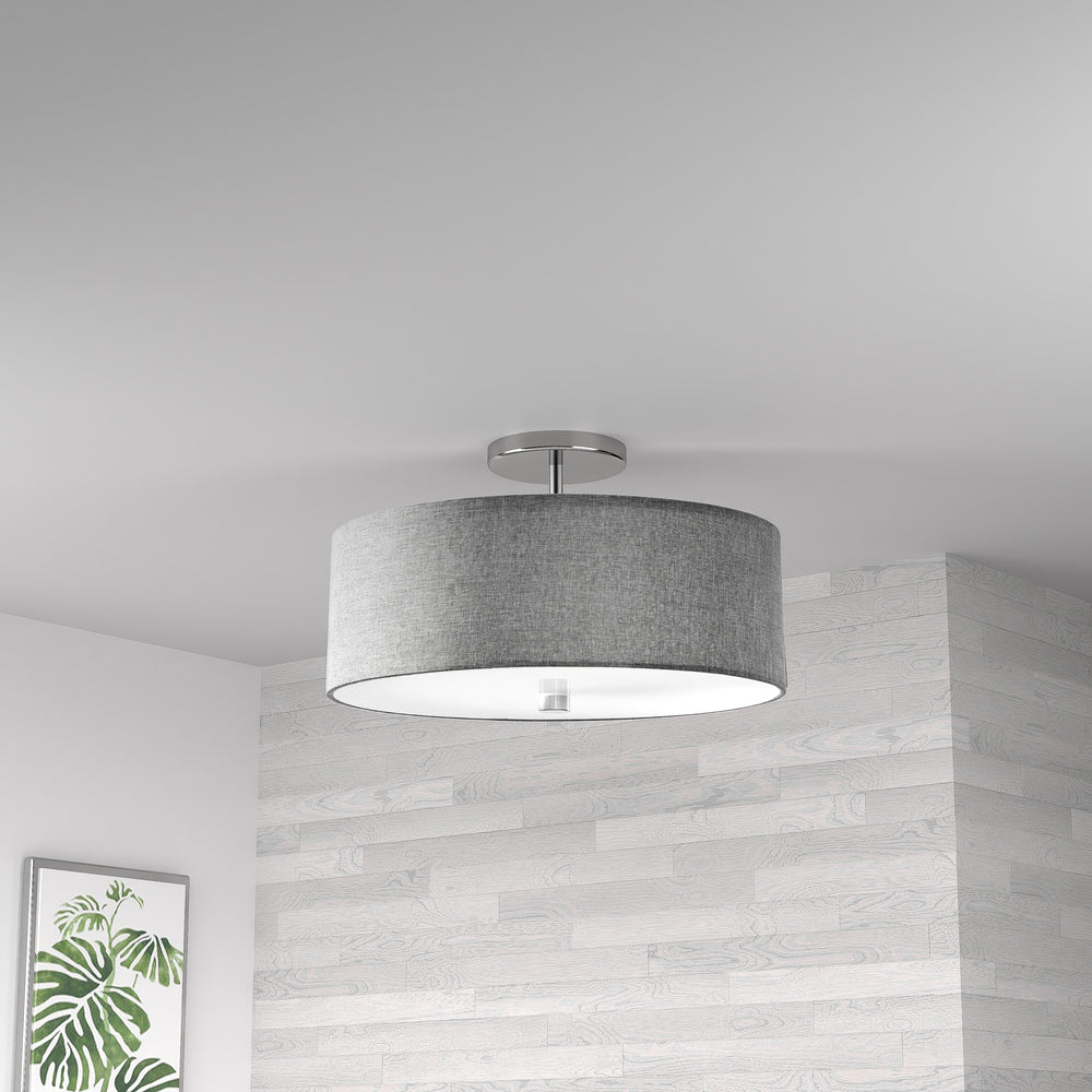 3LT Incandescent Semi-Flush PC w/ Grey Shade