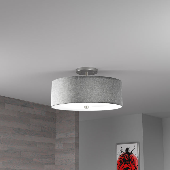 3LT Incandescent Semi-Flush SC w/ Grey Shade