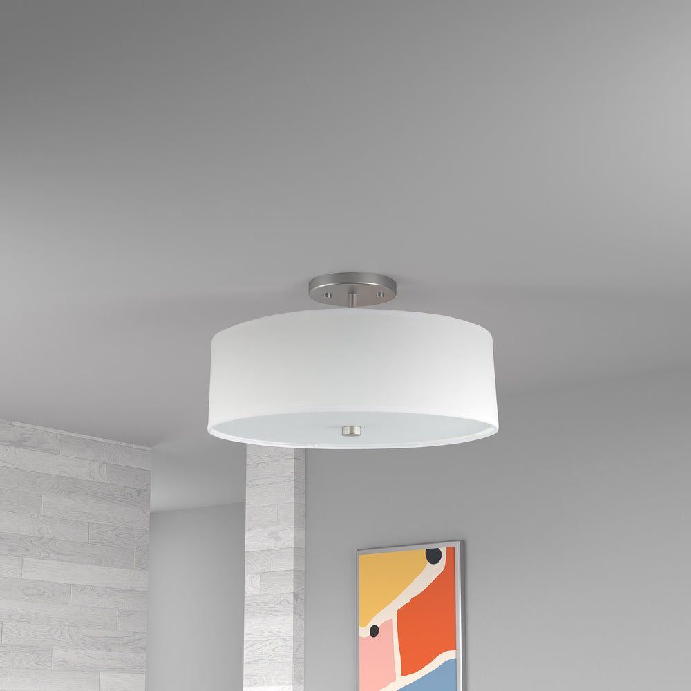 3LT Incandescent Semi-Flush SC w/ White Shade