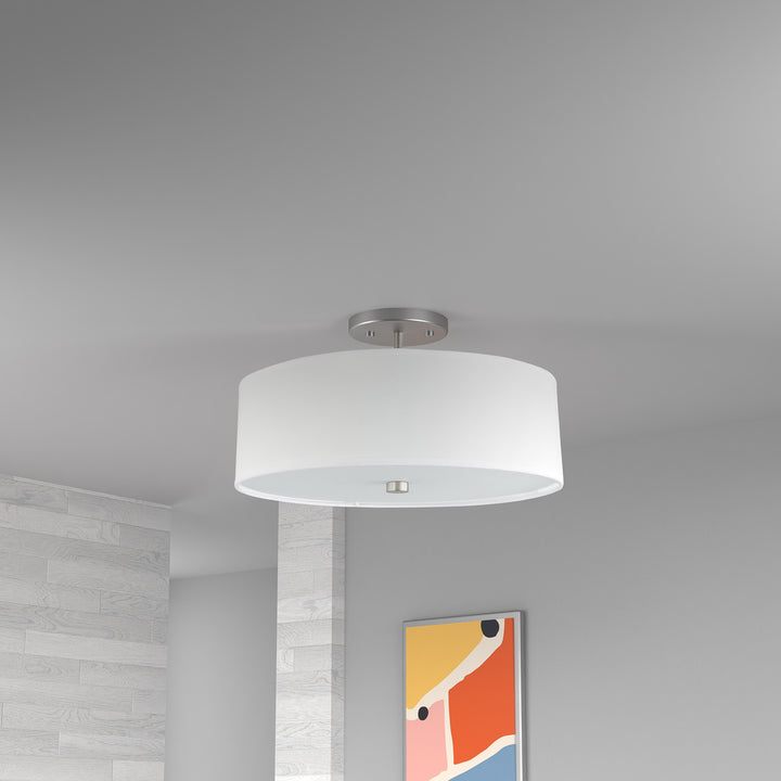 3LT Incandescent Semi-Flush SC w/ White Shade