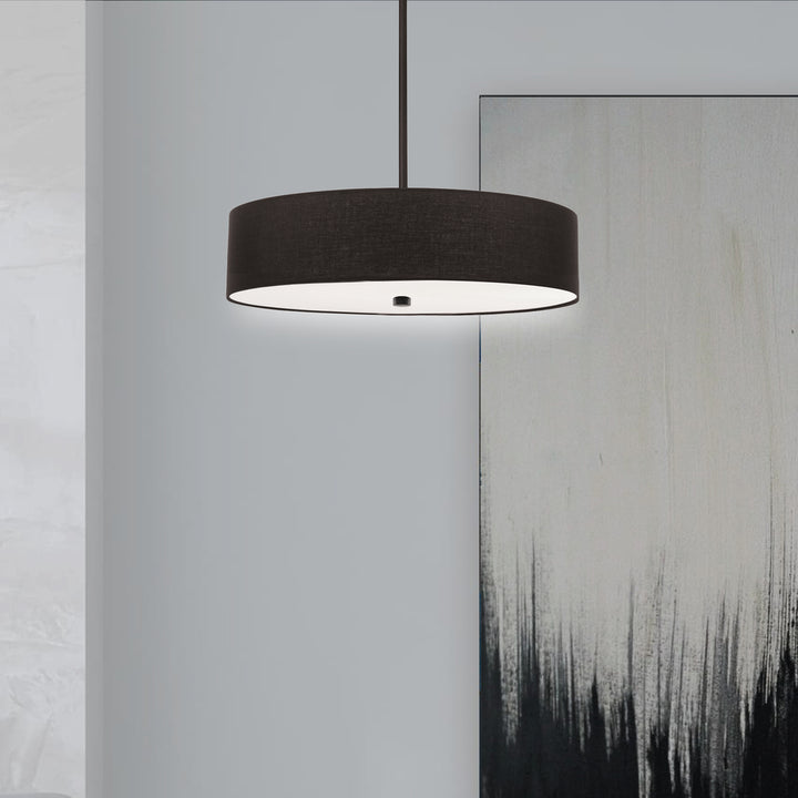 4LT Incandescent Pendant MB w/ Black Shade