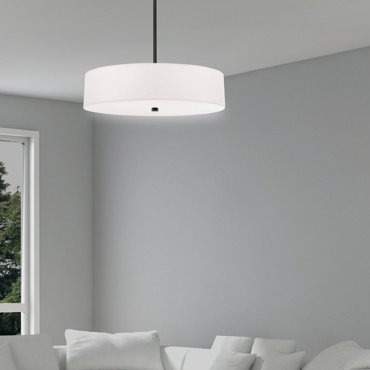 4LT Incandescent Pendant MB w/ White Shade