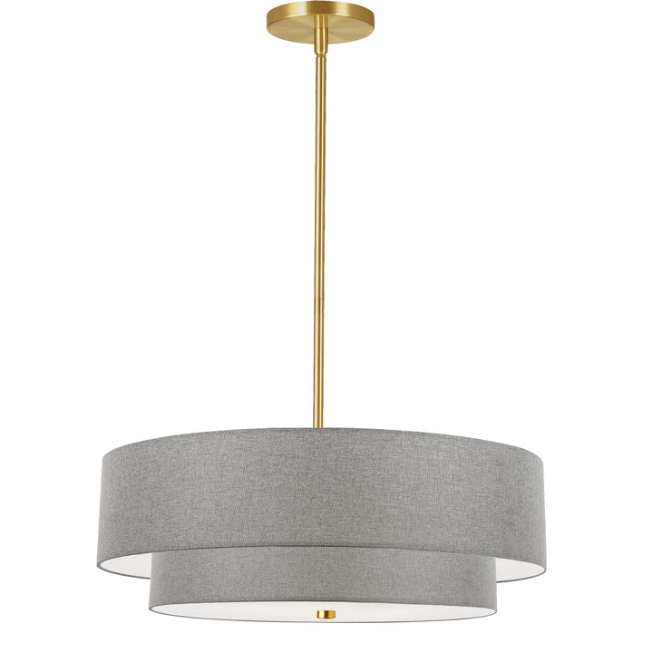 4LT Incand 2 Tier Pendant, AGB w/ GRY Shade