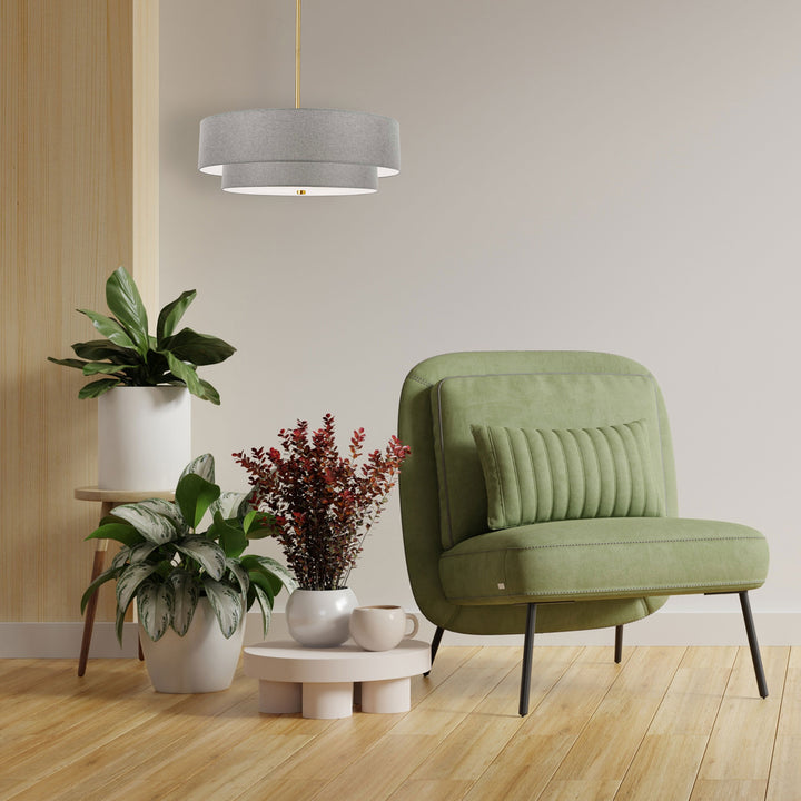 4LT Incand 2 Tier Pendant, AGB w/ GRY Shade