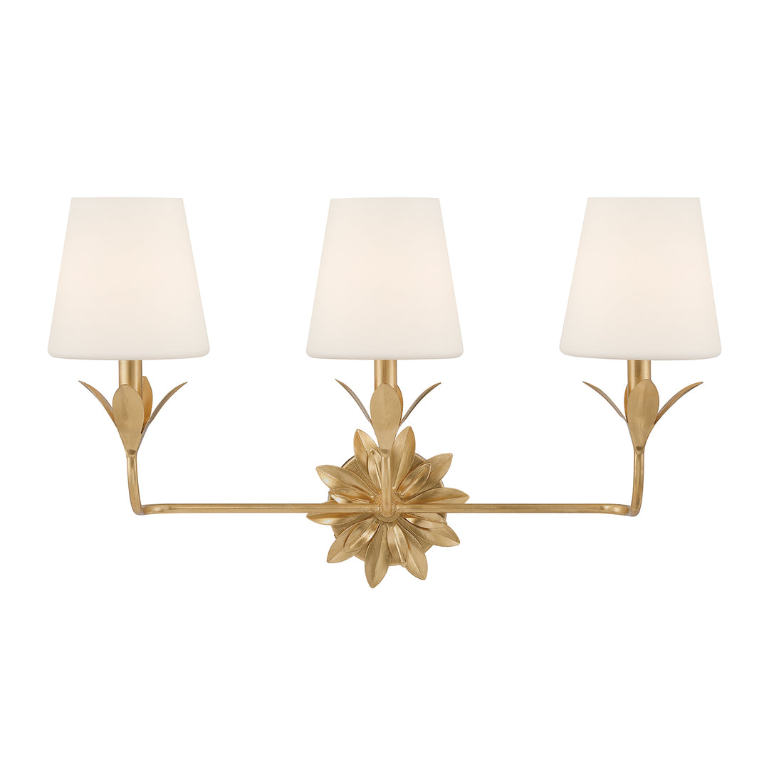 Broche 3 Light Antique Gold Bathroom Vanity