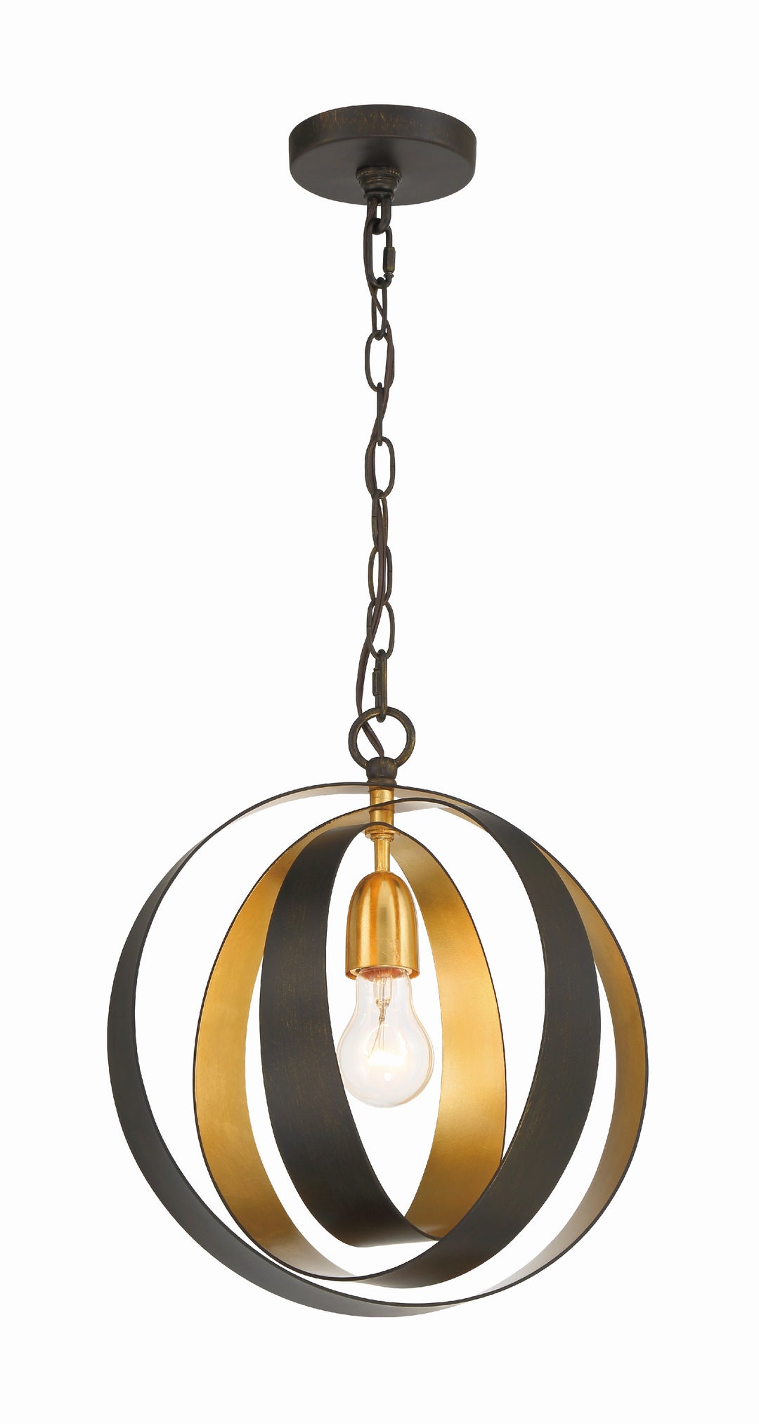 Luna 1 Light English Bronze + Antique Gold Sphere Mini Pendant
