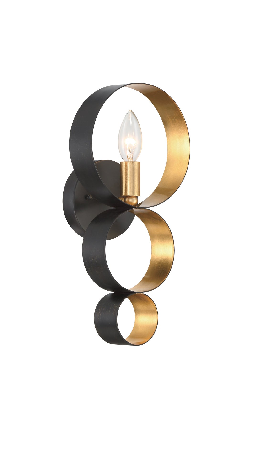 Luna 1 Light English Bronze + Antique Gold Sphere Sconce