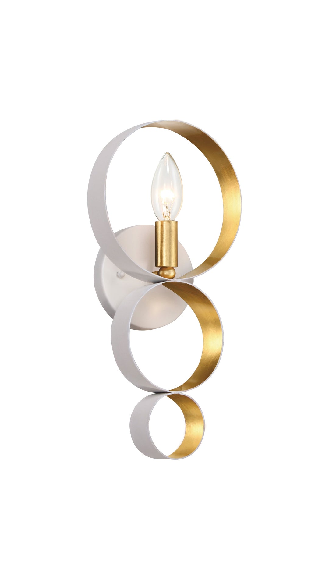 Luna 1 Light Matte White + Antique Gold Sphere Sconce
