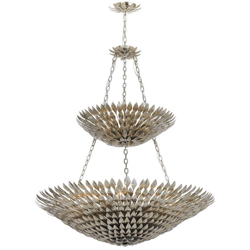 Broche 18 Light Antique Silver Leaf Chandelier
