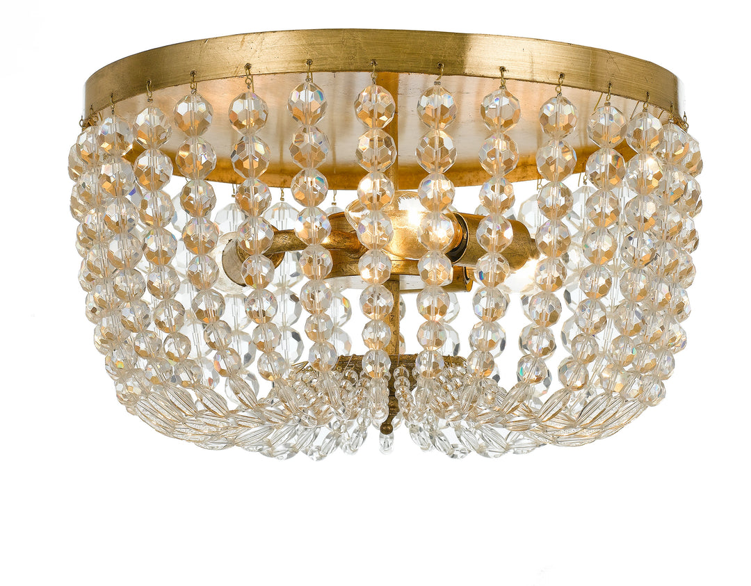 Rylee 3 Light Antique Gold Flush Mount