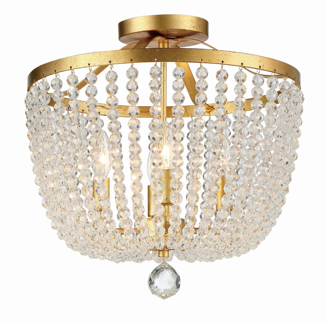Rylee 4 Light Antique Gold Semi Flush Mount