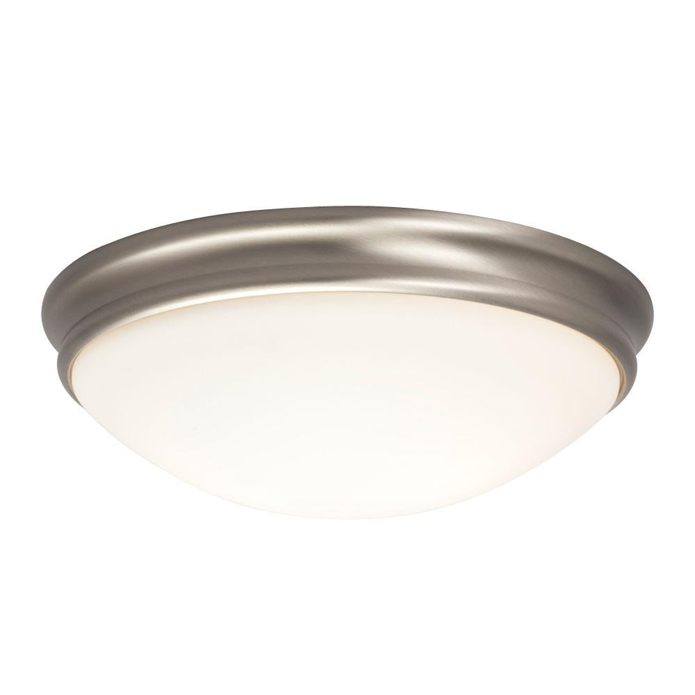 LED Flush Mount Ceiling Light - in Brushed Nickel finish with White Glass