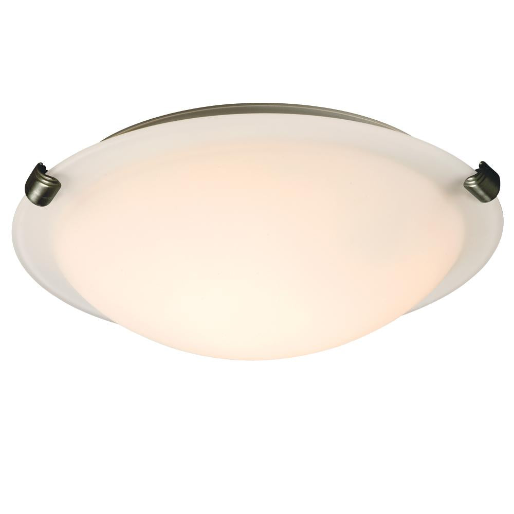 Flush Mount - Pewter w/ White Glass