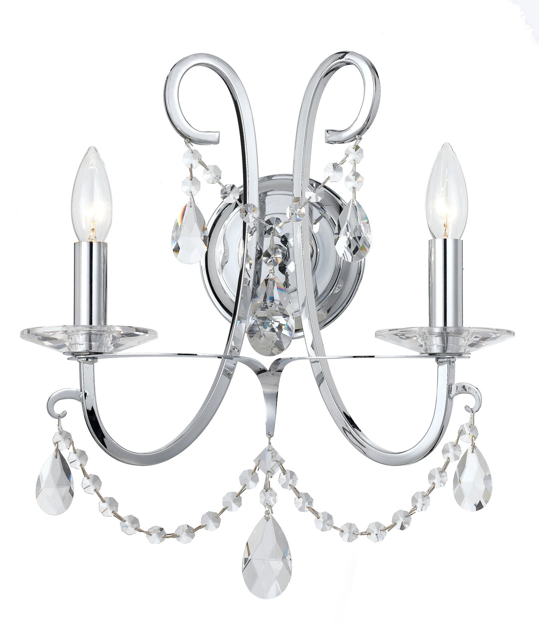 Othello 2 Light Spectra Crystal Polished Chrome Sconce