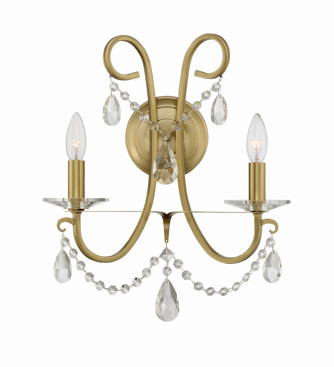 Othello 2 Light Spectra Crystal Vibrant Gold Sconce