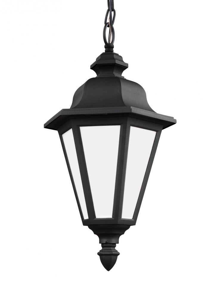 Brentwood traditional 1-light LED outdoor exterior ceiling hanging pendant in black finish with smoo
